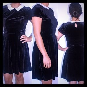 Velvet Peter Pan collar dress